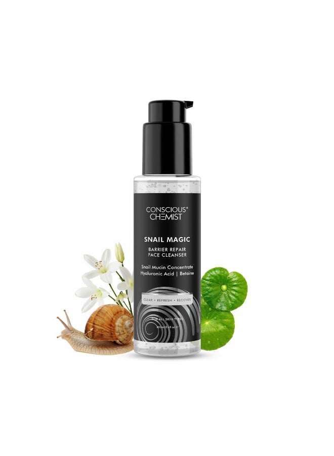 Conscious Chemist Snail Mucin Face Wash | 100ml | Cleanser for Face for Women & Men, Low pH Gel with Korean Snail Mucin Concentrate, Hyaluronic Acid & Betaine, All Skin Types - Snail Magic - Image 1